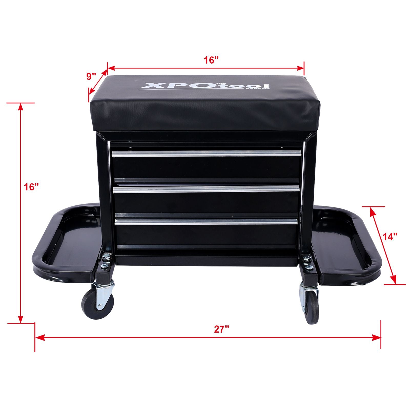 Capacity Garage Glider Rolling Tool Chest Seat with Storage