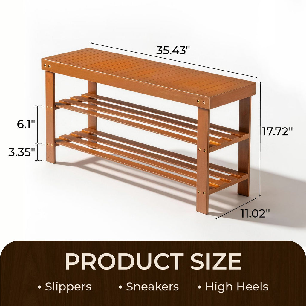 3-Tier Open Shoe Rack – Natural Look, Ventilated Storage