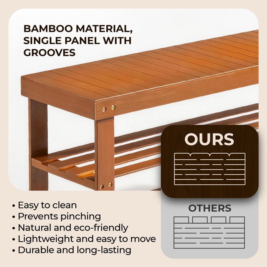 3-Tier Open Shoe Rack – Natural Look, Ventilated Storage