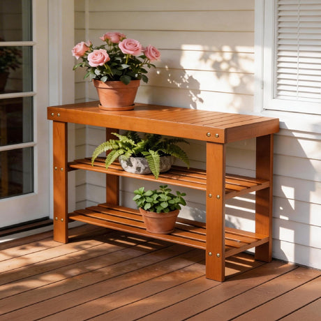 3-Tier Open Shoe Rack – Natural Look, Ventilated Storage