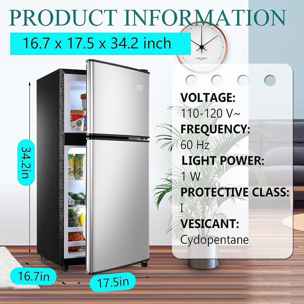 Two-Door Compact Refrigerator with Top Freezer