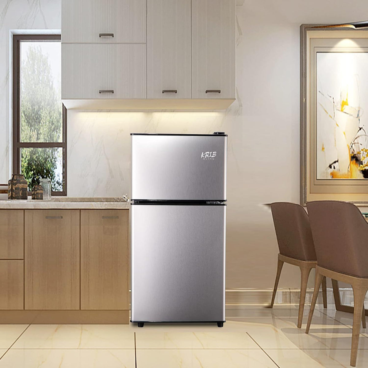 Two-Door Compact Refrigerator with Top Freezer