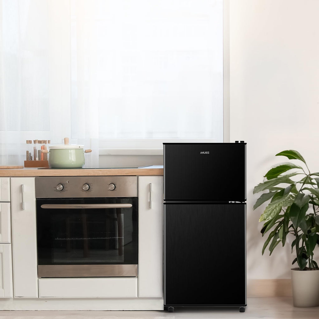 Two-Door Compact Refrigerator with Top Freezer