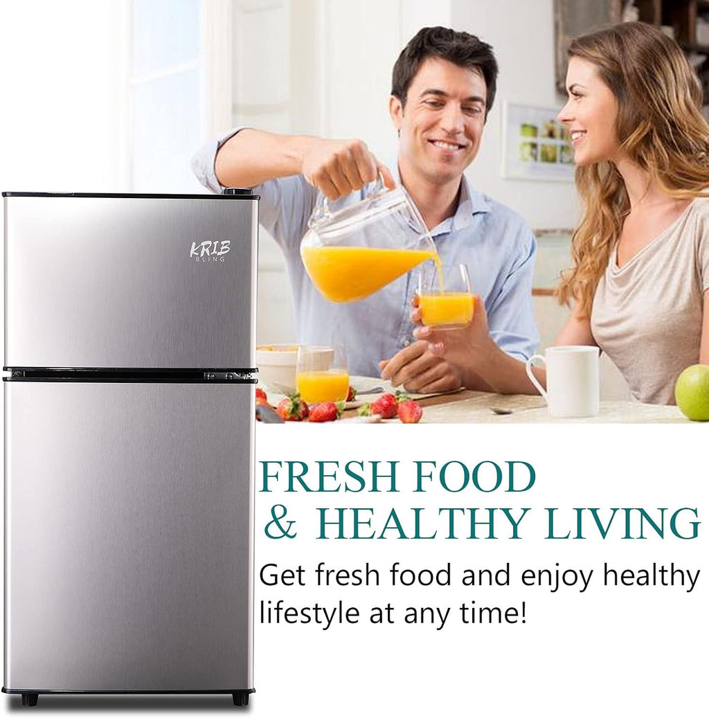 Two-Door Compact Refrigerator with Top Freezer