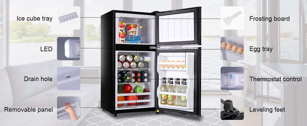 Two-Door Compact Refrigerator with Top Freezer