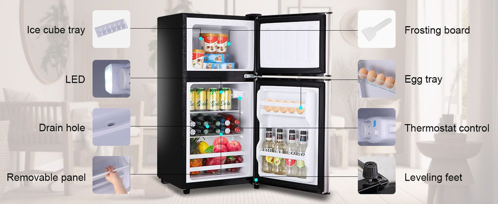 Two-Door Compact Refrigerator with Top Freezer