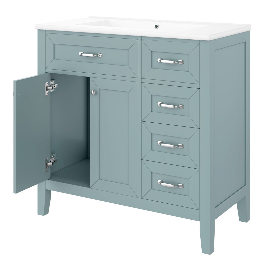 Bathroom Vanity with Sink Combo, Green Bathroom Cabinet with Drawers, Solid Frame and