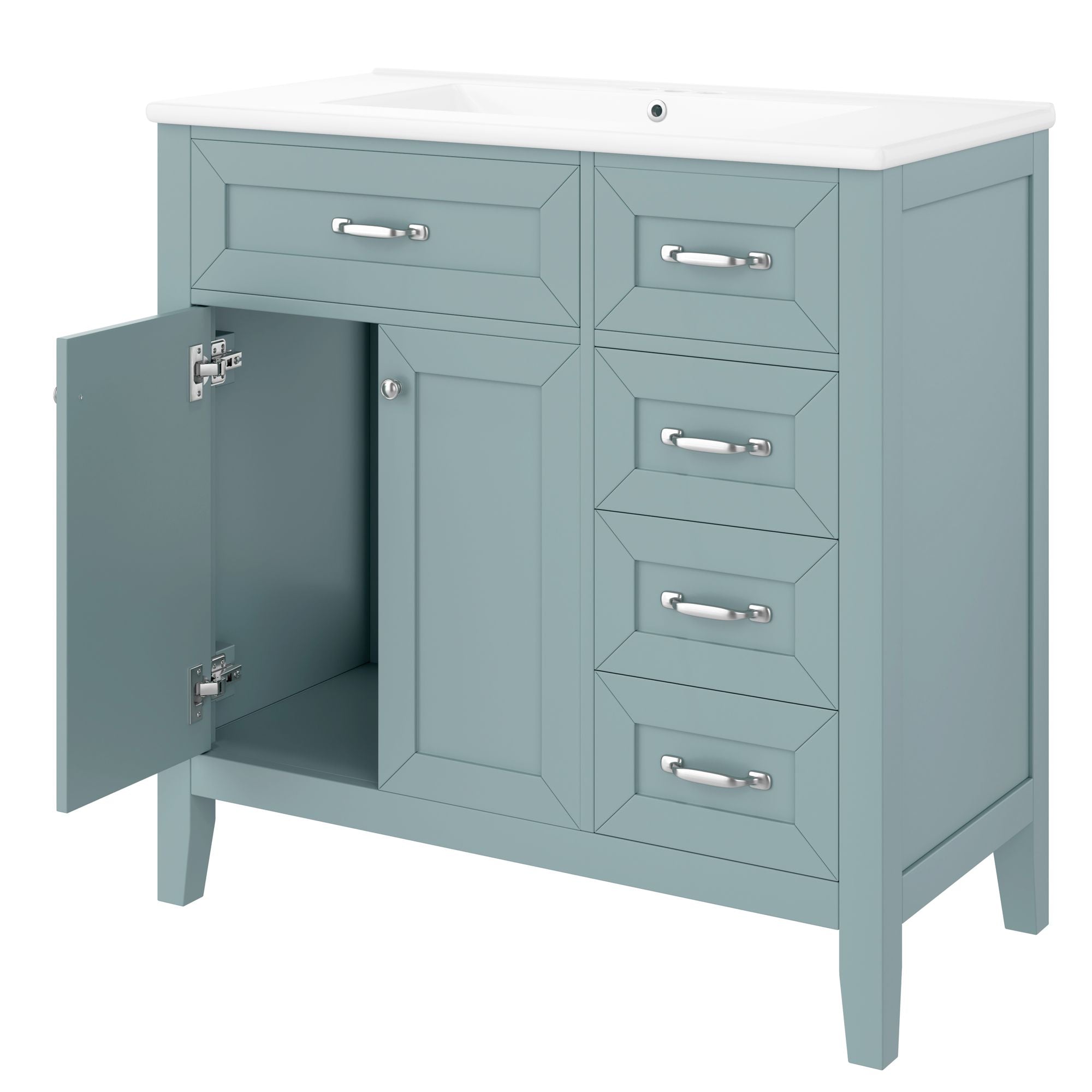 Bathroom Vanity with Sink Combo, Green Bathroom Cabinet with Drawers, Solid Frame and