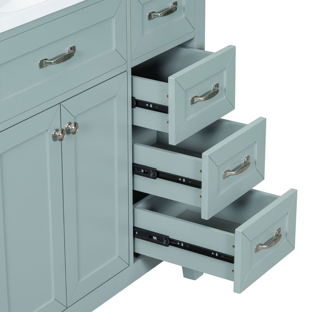 Bathroom Vanity with Sink Combo, Green Bathroom Cabinet with Drawers, Solid Frame and