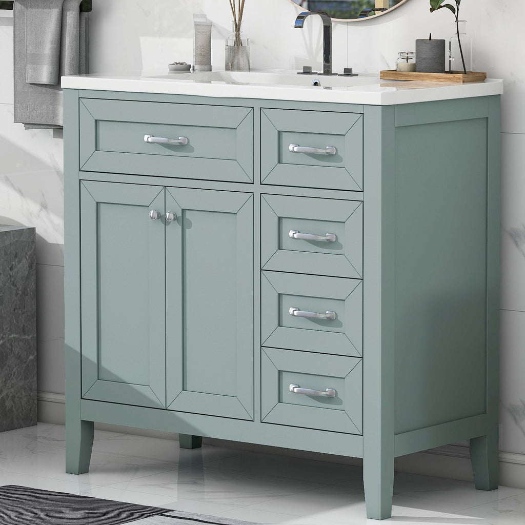 Bathroom Vanity with Sink Combo, Green Bathroom Cabinet with Drawers, Solid Frame and