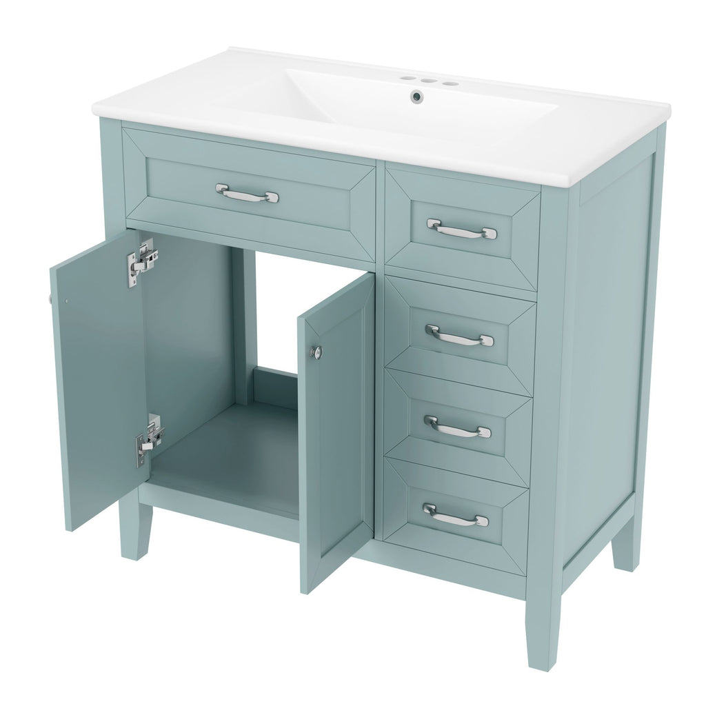 Bathroom Vanity with Sink Combo, Green Bathroom Cabinet with Drawers, Solid Frame and
