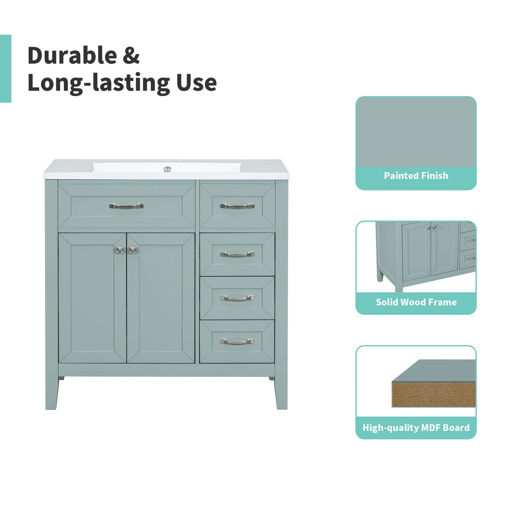 Bathroom Vanity with Sink Combo, Green Bathroom Cabinet with Drawers, Solid Frame and