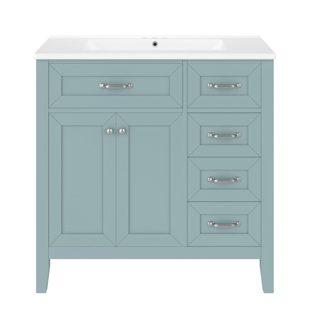 Bathroom Vanity with Sink Combo, Green Bathroom Cabinet with Drawers, Solid Frame and