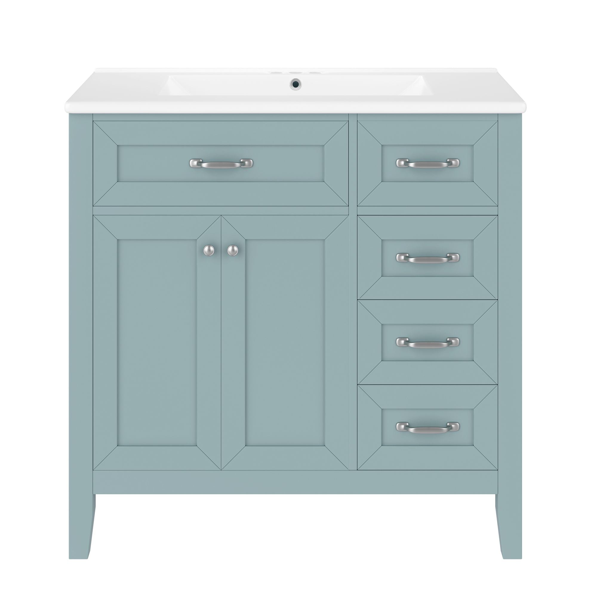 Bathroom Vanity with Sink Combo, Green Bathroom Cabinet with Drawers, Solid Frame and