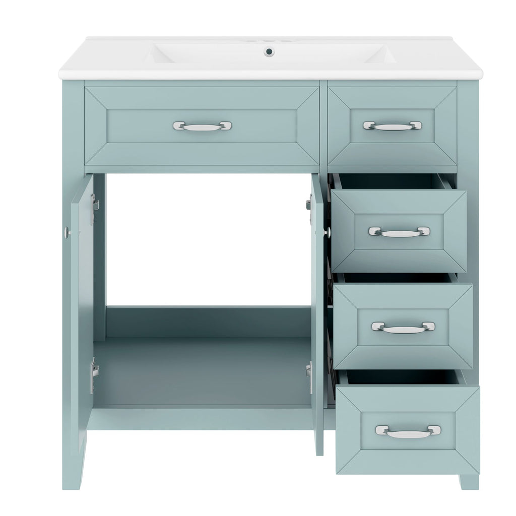 Bathroom Vanity with Sink Combo, Green Bathroom Cabinet with Drawers, Solid Frame and