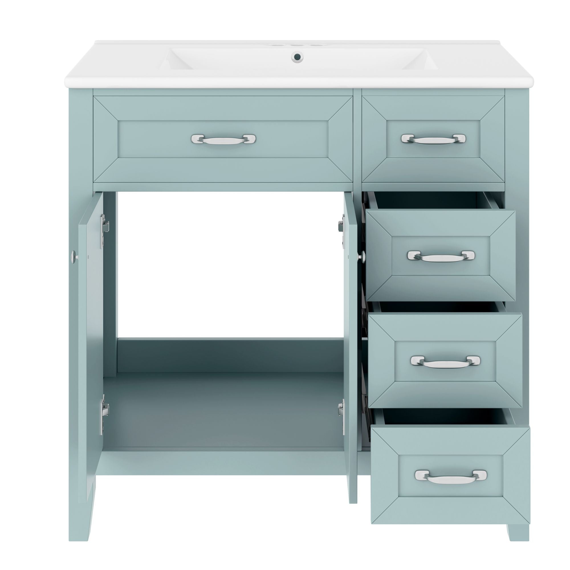 Bathroom Vanity with Sink Combo, Green Bathroom Cabinet with Drawers, Solid Frame and