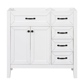 White Bathroom Vanity Cabinet with Drawers – Freestanding, Moisture-Resistant