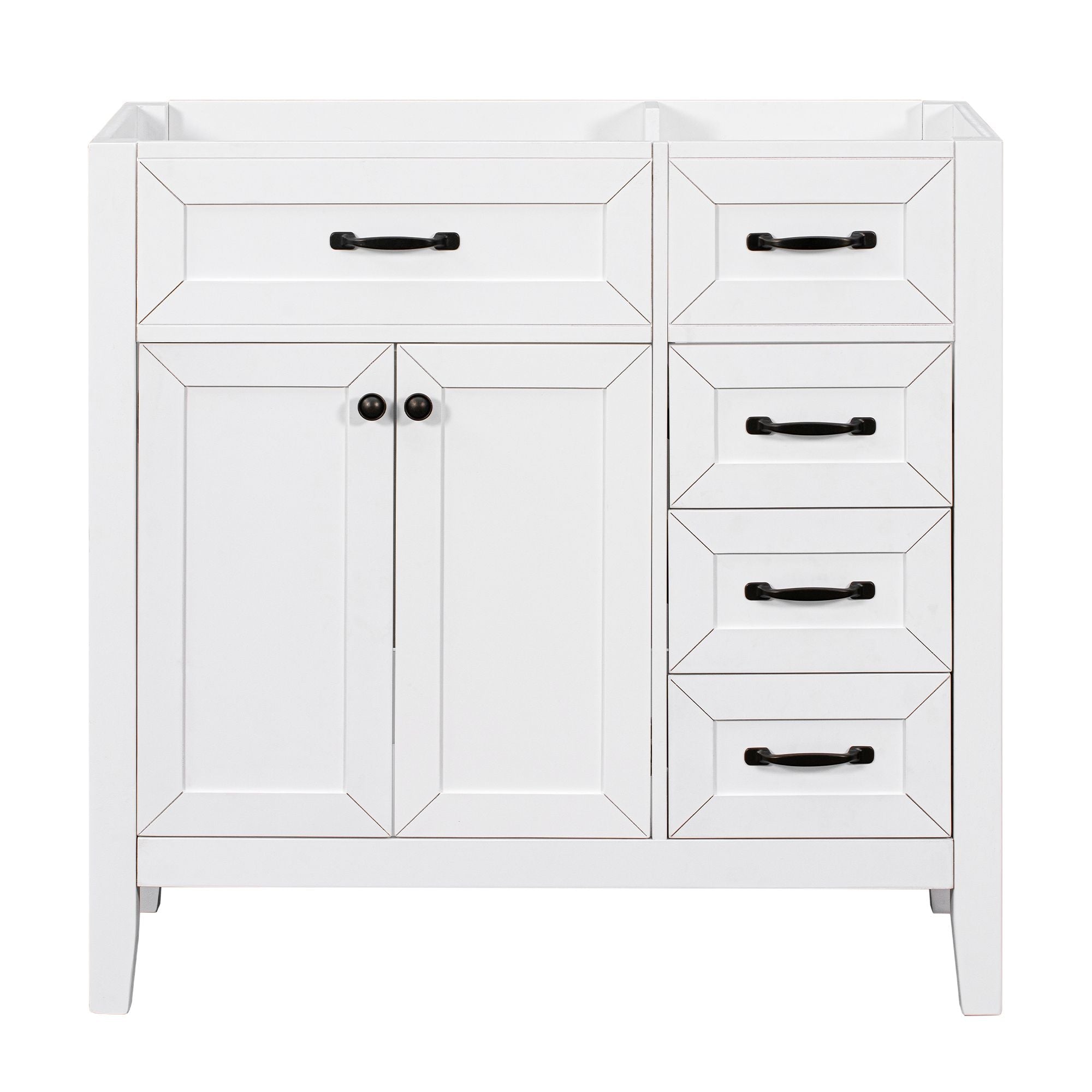 White Bathroom Vanity Cabinet with Drawers – Freestanding, Moisture-Resistant