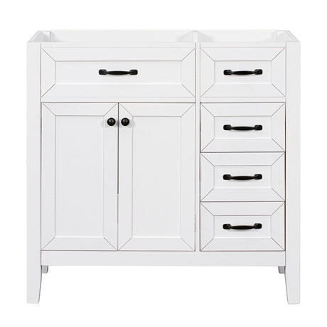 White Bathroom Vanity Cabinet with Drawers – Freestanding, Moisture-Resistant