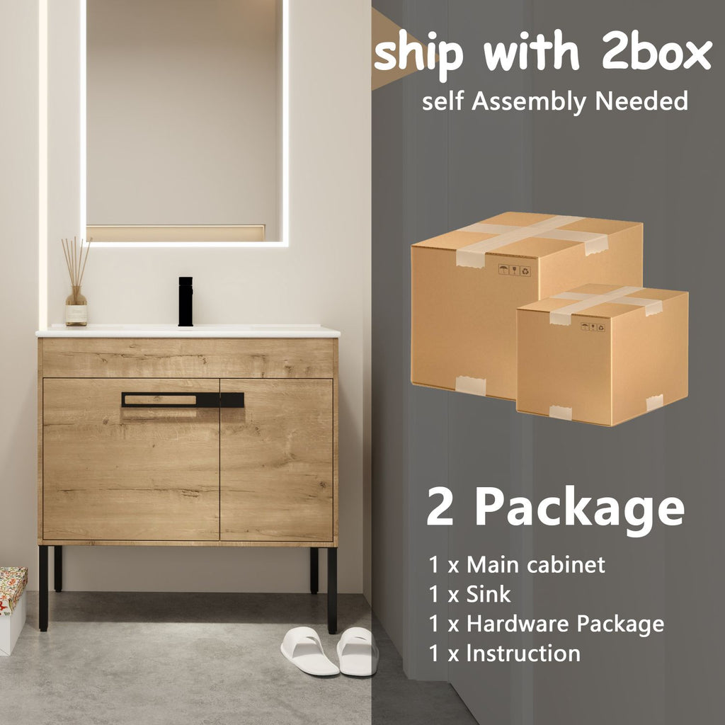 Bathroom Vanity with Sink and Flexible Mounting Options
