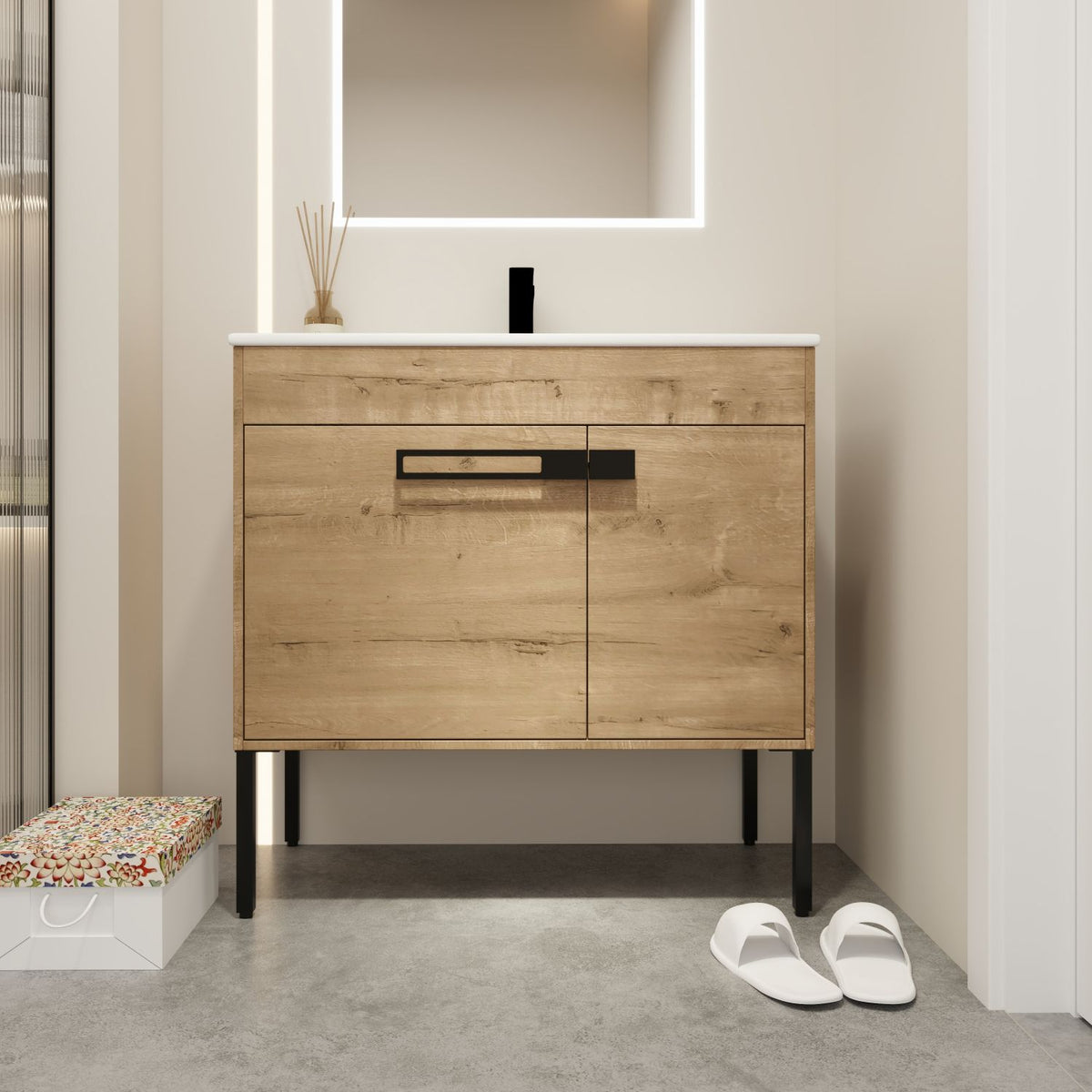 Bathroom Vanity with Sink and Flexible Mounting Options