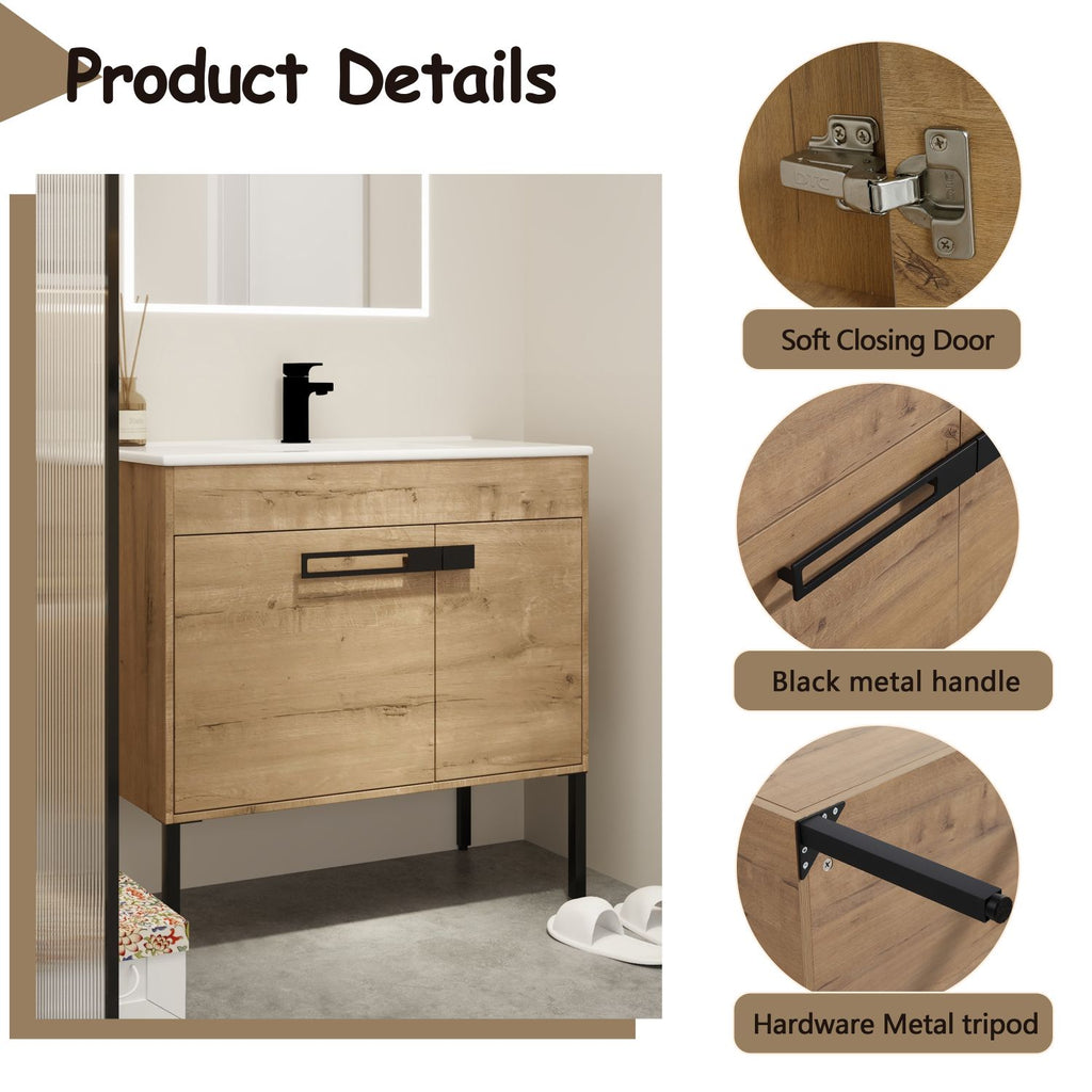 Bathroom Vanity with Sink and Flexible Mounting Options