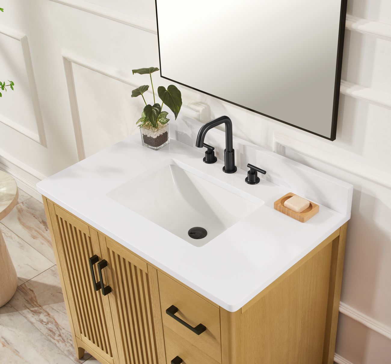 36 Solid Wood Bathroom Vanity with Power Station