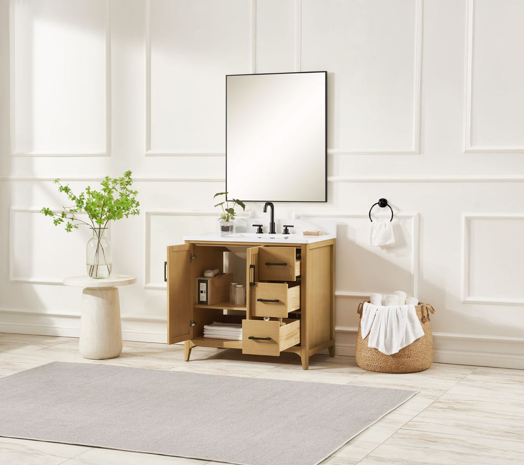 36 Solid Wood Bathroom Vanity with Power Station