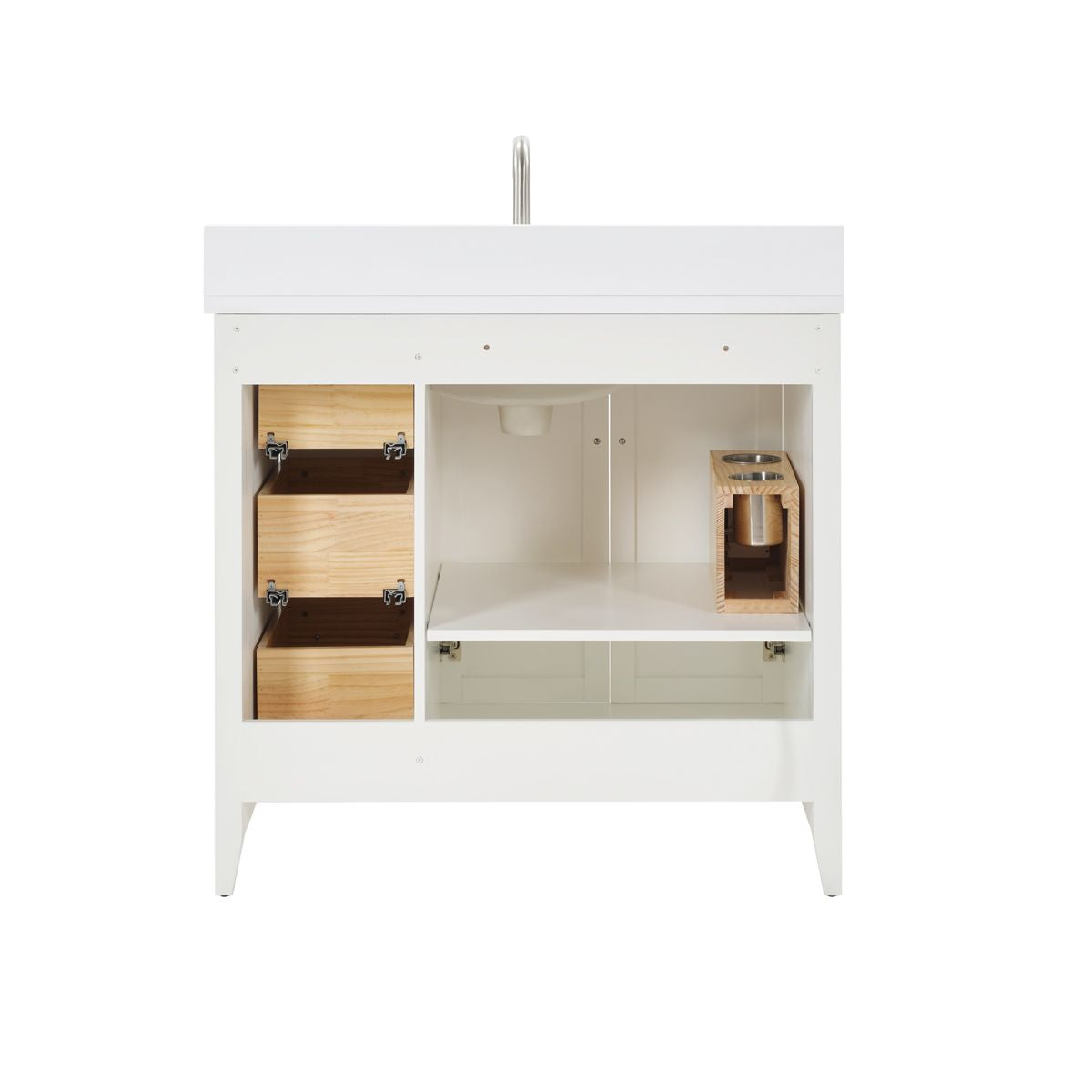 36 Solid Wood Bathroom Vanity with Power Station