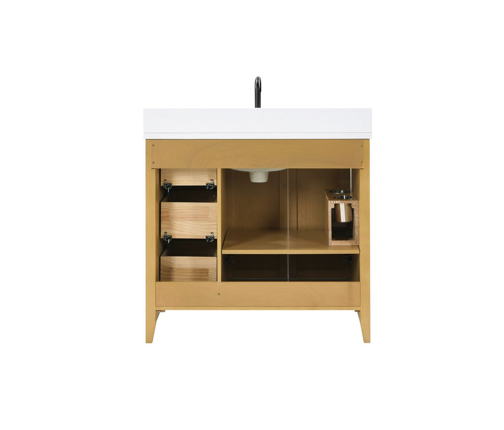 36 Solid Wood Bathroom Vanity with Power Station