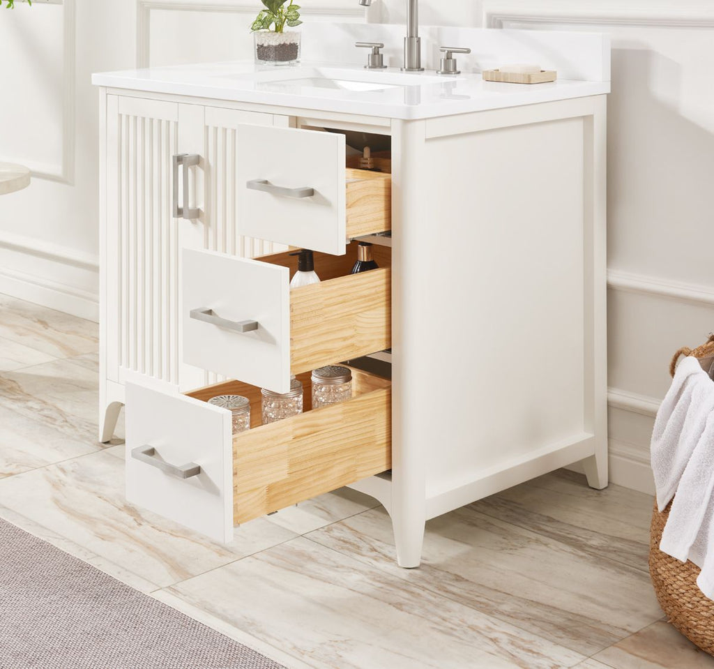 36 Solid Wood Bathroom Vanity with Power Station