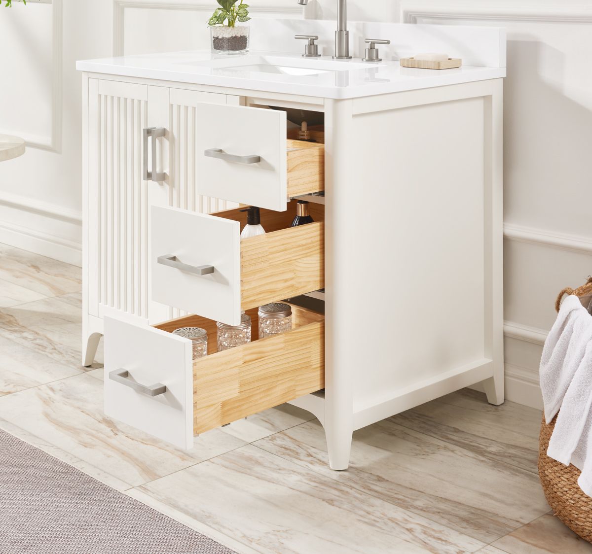36 Solid Wood Bathroom Vanity with Power Station