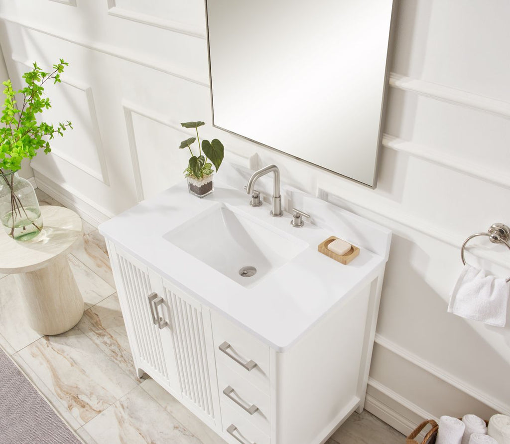 36 Solid Wood Bathroom Vanity with Power Station