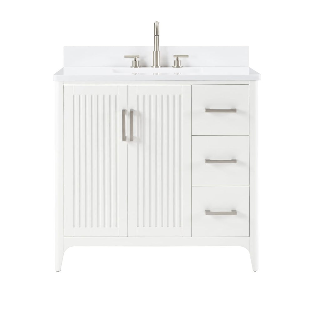 36 Solid Wood Bathroom Vanity with Power Station