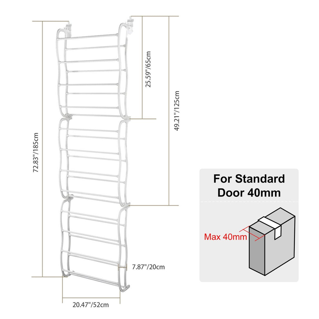 36-Pair Over-the-Door Shoe Rack – 12 Shelves, Wall Hanging Organizer