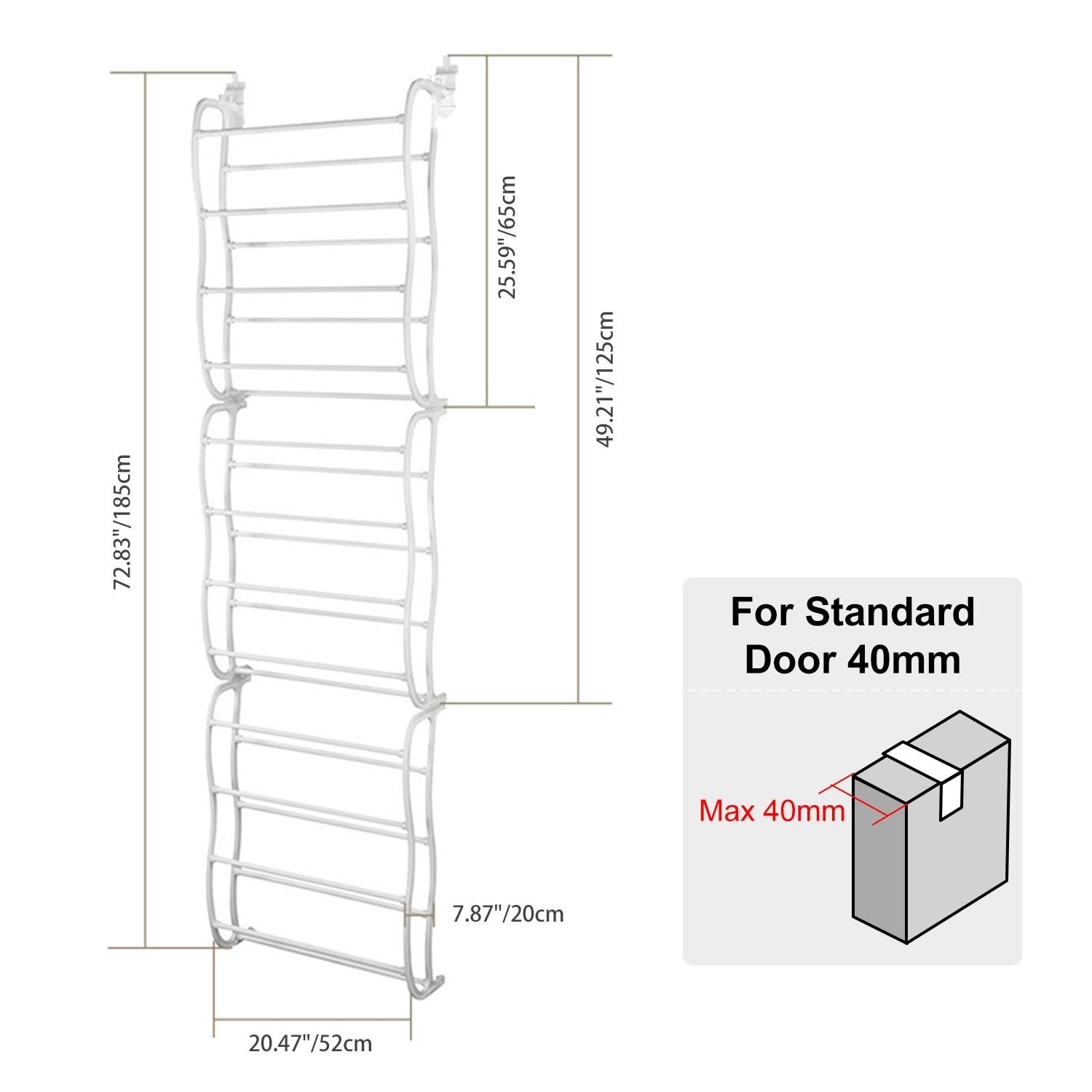 36-Pair Over-the-Door Shoe Rack – 12 Shelves, Wall Hanging Organizer