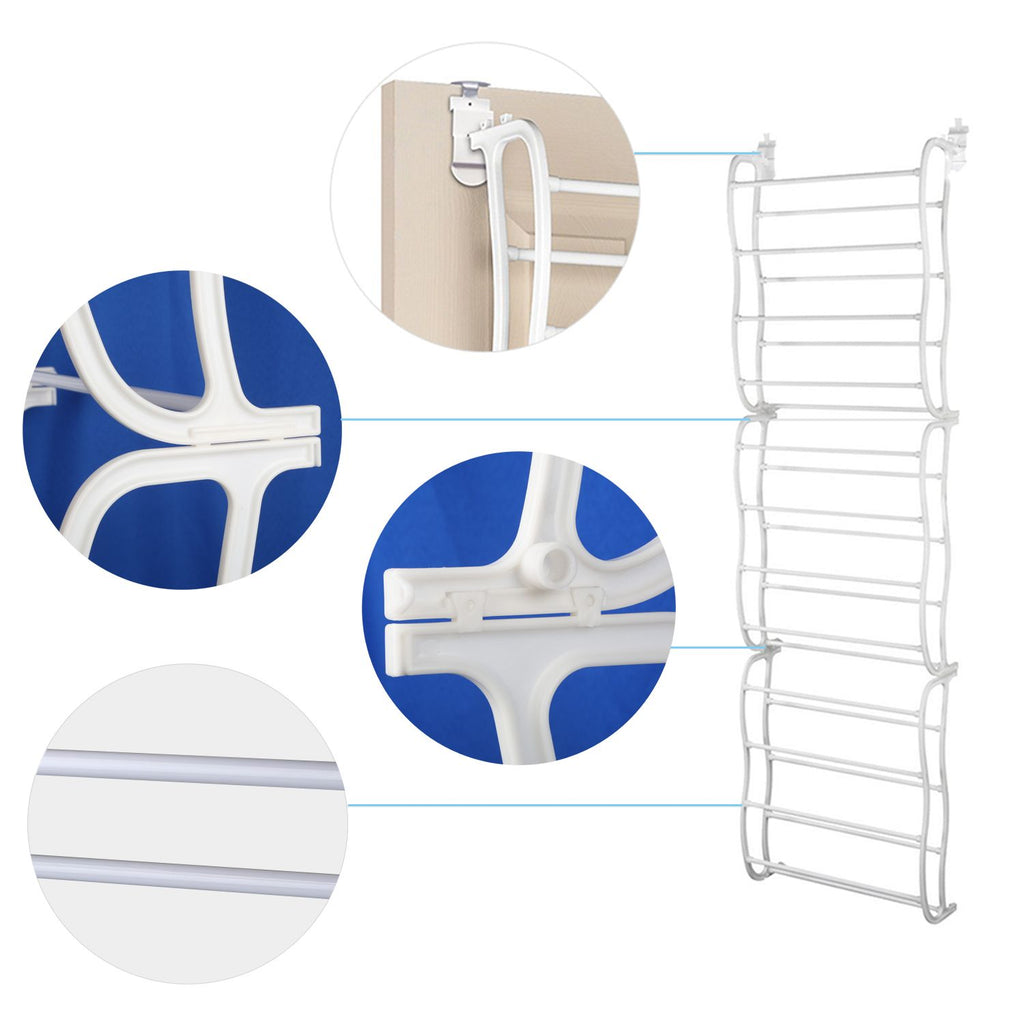 36-Pair Over-the-Door Shoe Rack – 12 Shelves, Wall Hanging Organizer