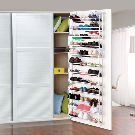 36-Pair Over-the-Door Shoe Rack – 12 Shelves, Wall Hanging Organizer