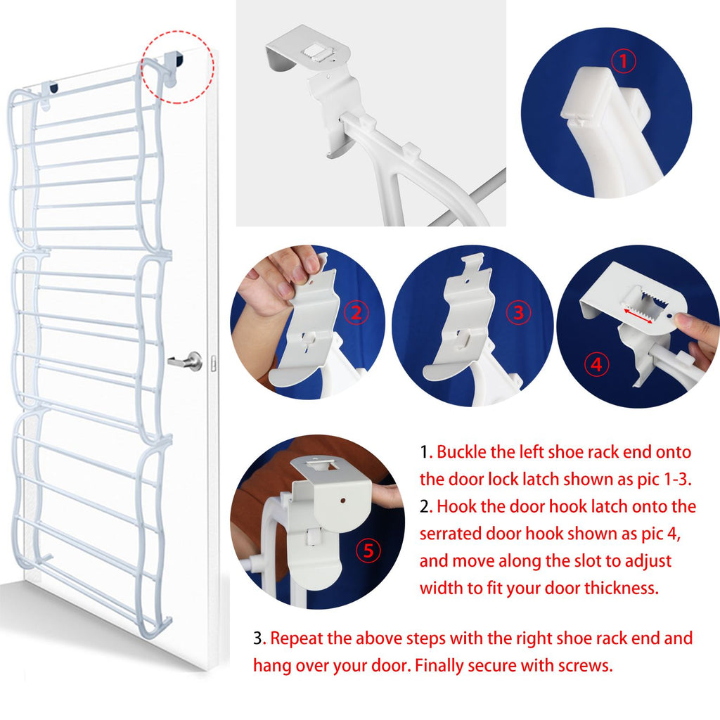 36-Pair Over-the-Door Shoe Rack – 12 Shelves, Wall Hanging Organizer