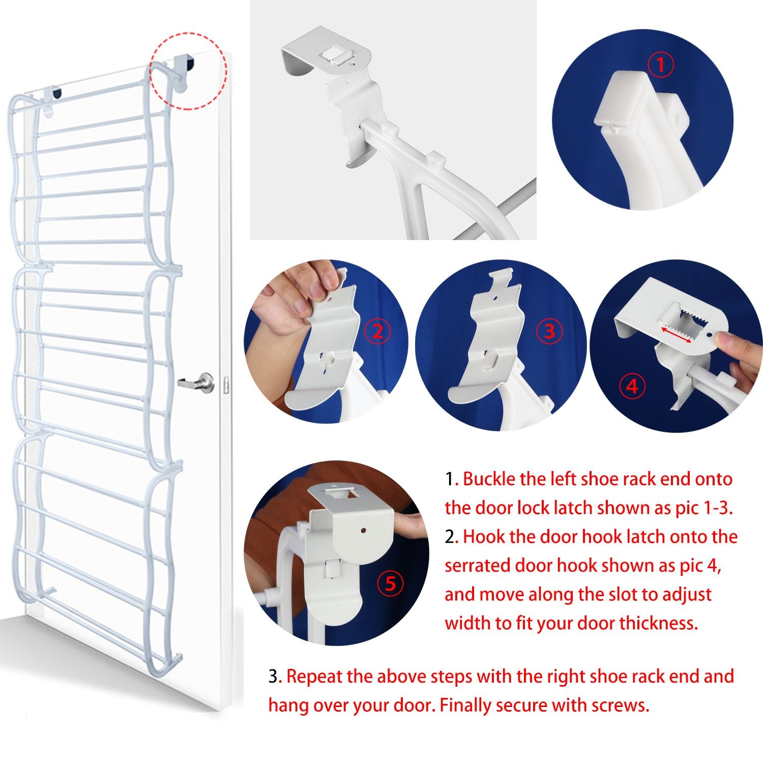 36-Pair Over-the-Door Shoe Rack – 12 Shelves, Wall Hanging Organizer