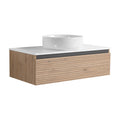 Wall-Mounted Bathroom Vanity with White Art Ceramic Sink & Soft-Close Drawer