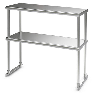 Stainless Steel Double-Tier Overshelf with Adjustable Lower Shelf