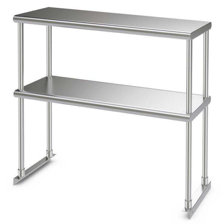 Stainless Steel Double-Tier Overshelf with Adjustable Lower Shelf