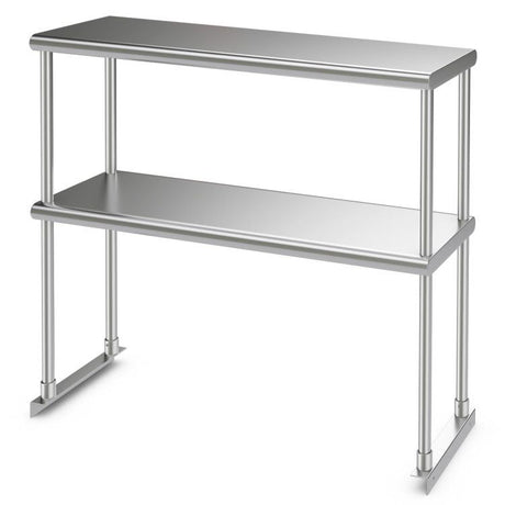 Stainless Steel Double-Tier Overshelf with Adjustable Lower Shelf
