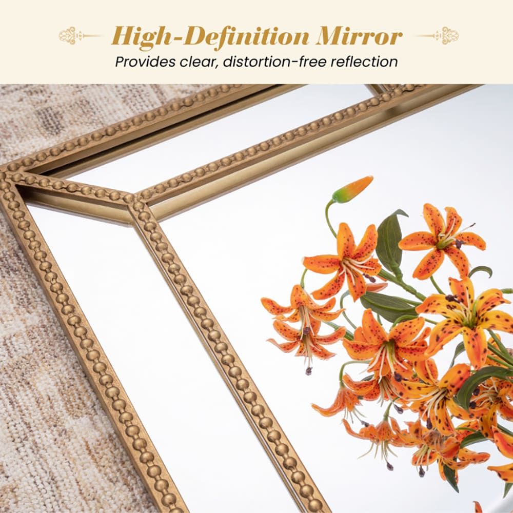 Gold Beaded Wall Mirror for Refined Room Decor