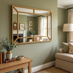 Gold Beaded Wall Mirror for Refined Room Decor