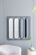 Large 36- Four Oval Swivel Wall Mirror with Black Frame