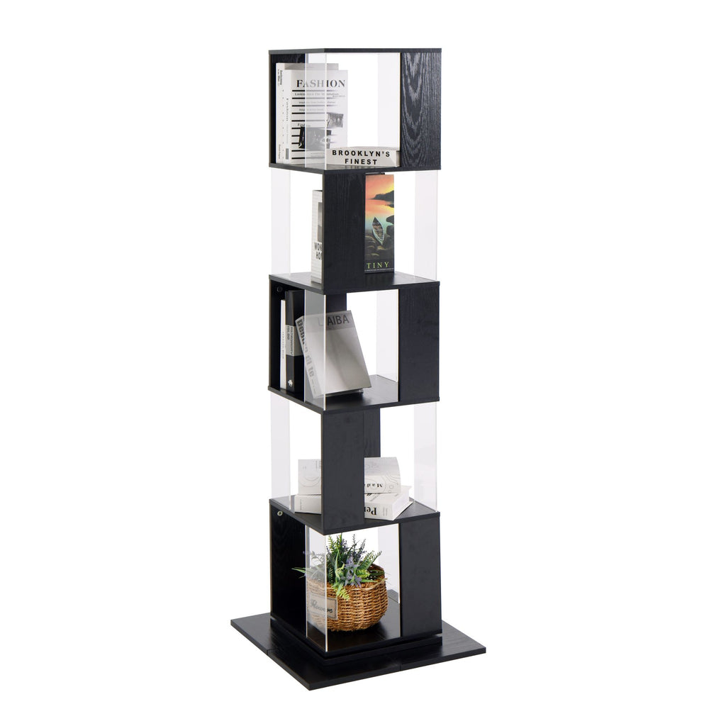 360° Rotating Bookshelf with Acrylic Plate - 5-Tier Modern Display Shelf for Living Room, Home Office