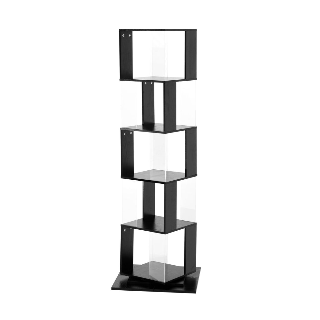 360° Rotating Bookshelf with Acrylic Plate - 5-Tier Modern Display Shelf for Living Room, Home Office
