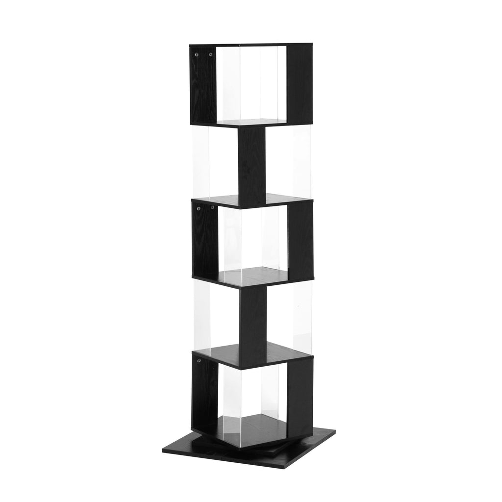 360° Rotating Bookshelf with Acrylic Plate - 5-Tier Modern Display Shelf for Living Room, Home Office